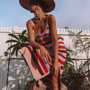 2020 Low Cut Knitted Dress Beach Cover-ups